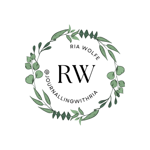 Logo with green leaf wreath and 'RW' initials surrounded by text on a white background