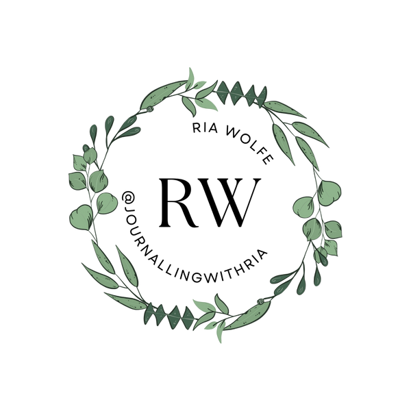 Logo with green leaf wreath and 'RW' initials surrounded by text on a white background